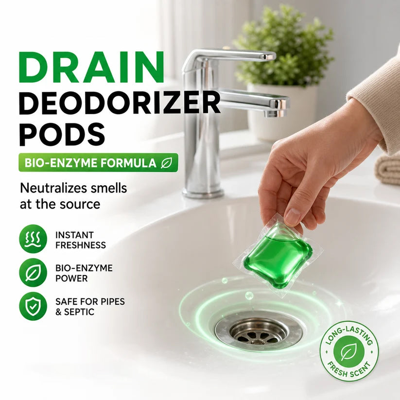 🥳2026 HOT SALE🥳💞50K+ SOLD!🏠💧 50% OFF! Drain Deodorizer Pods – Bio‑enzyme formula neutralizes smells at the source. Instant fresh scent, no harsh chemicals. Say goodbye to embarrassing odours. 🚰✅