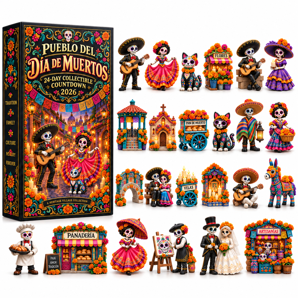 ⏳ Last day to save 60%-Day of the Dead Village 2026 – 24-Day Day of the Dead Collectible Countdown Calendar with 24 Unique Miniatures
