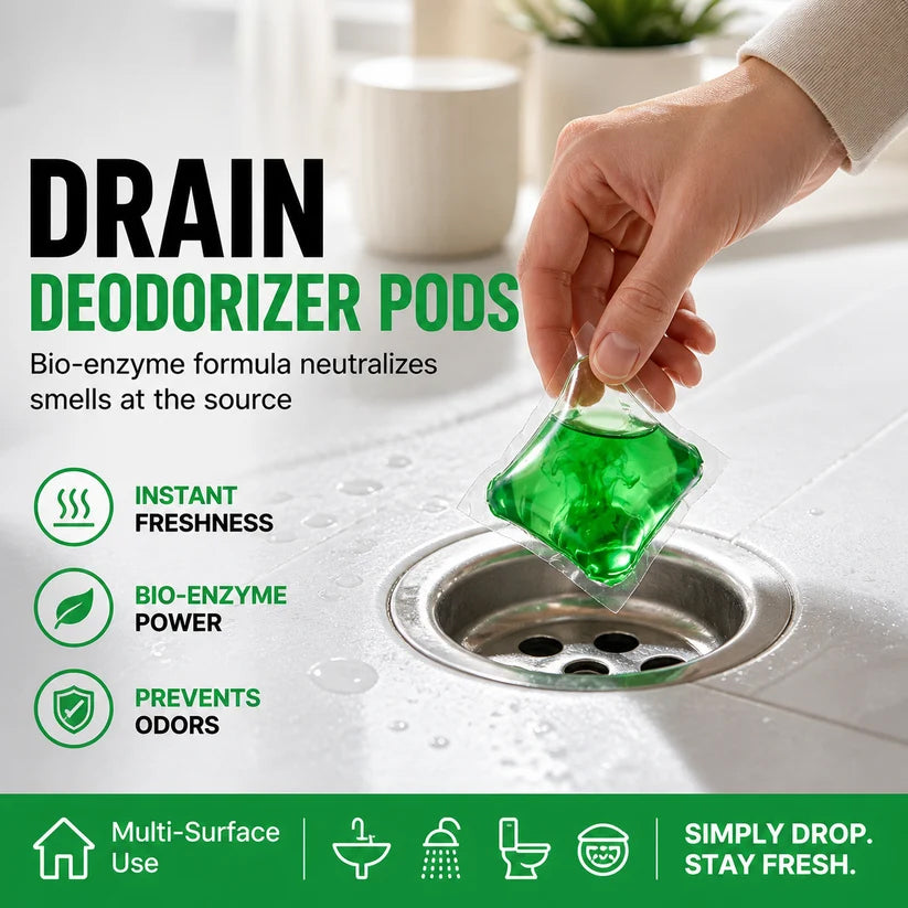 🥳2026 HOT SALE🥳💞50K+ SOLD!🏠💧 50% OFF! Drain Deodorizer Pods – Bio‑enzyme formula neutralizes smells at the source. Instant fresh scent, no harsh chemicals. Say goodbye to embarrassing odours. 🚰✅