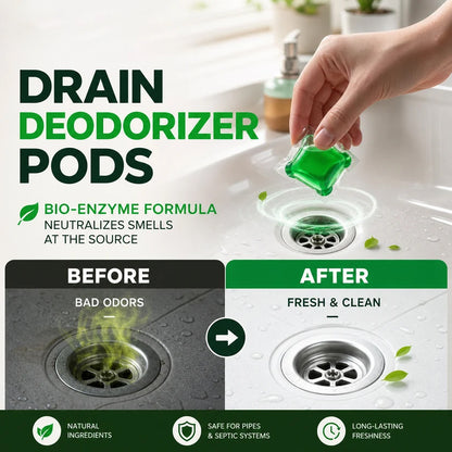 🥳2026 HOT SALE🥳💞50K+ SOLD!🏠💧 50% OFF! Drain Deodorizer Pods – Bio‑enzyme formula neutralizes smells at the source. Instant fresh scent, no harsh chemicals. Say goodbye to embarrassing odours. 🚰✅