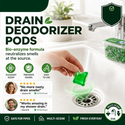 🥳2026 HOT SALE🥳💞50K+ SOLD!🏠💧 50% OFF! Drain Deodorizer Pods – Bio‑enzyme formula neutralizes smells at the source. Instant fresh scent, no harsh chemicals. Say goodbye to embarrassing odours. 🚰✅