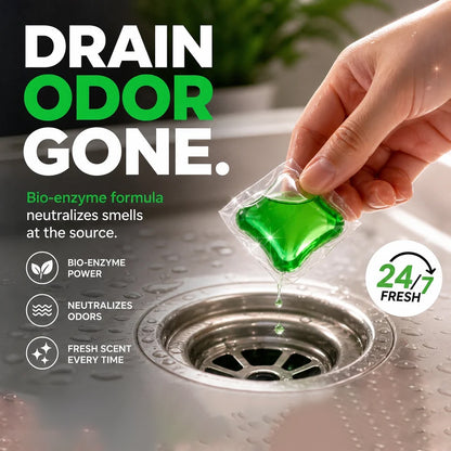🥳2026 HOT SALE🥳💞50K+ SOLD!🏠💧 50% OFF! Drain Deodorizer Pods – Bio‑enzyme formula neutralizes smells at the source. Instant fresh scent, no harsh chemicals. Say goodbye to embarrassing odours. 🚰✅