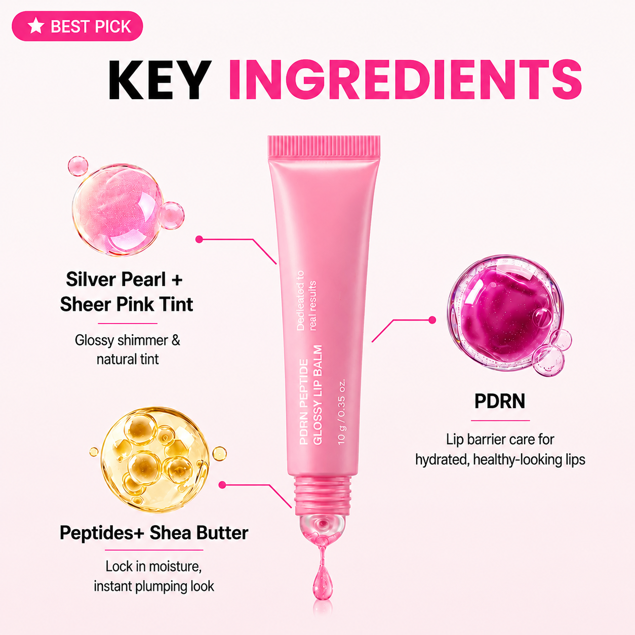 Peptide High-Shine Lip Balm | Hydrating & Plumping Lip Gloss