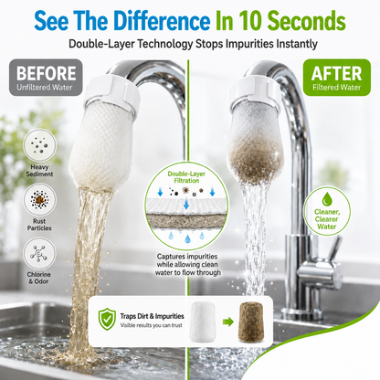 ⏰60%OFF⚡50K+ SOLD!💥Anti-Splash Kitchen Faucet Cotton Filter for Sediment & Rust Removal