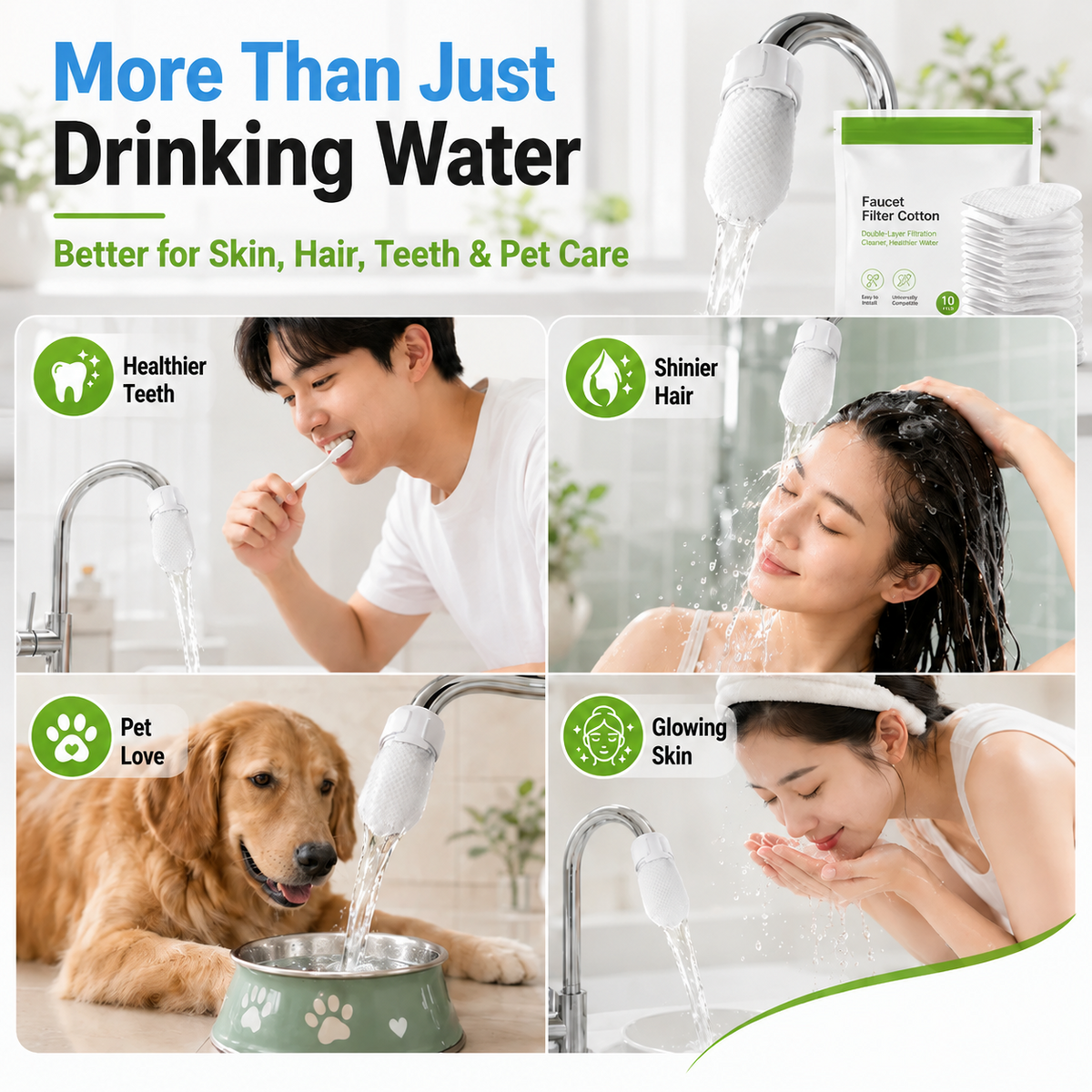 ⏰60%OFF⚡50K+ SOLD!💥Anti-Splash Kitchen Faucet Cotton Filter for Sediment & Rust Removal