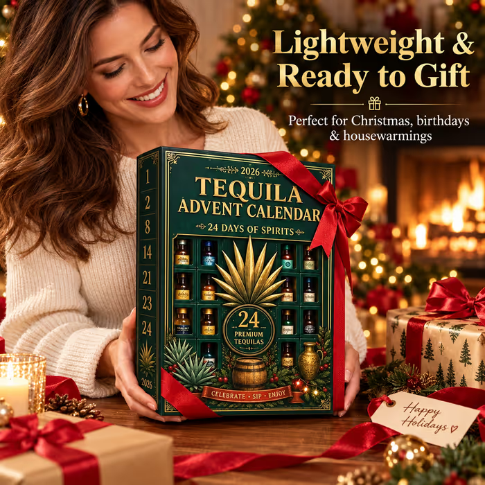 ⏳ Last day to save 60% – 24-Day Mini Tequila Bottle Advent Blind Box for Holiday Celebration, Bar Table Decor, Collector Gift & Family Countdown