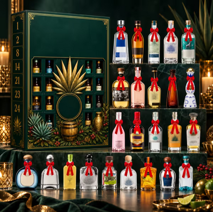 ⏳ Last day to save 60% – 24-Day Mini Tequila Bottle Advent Blind Box for Holiday Celebration, Bar Table Decor, Collector Gift & Family Countdown