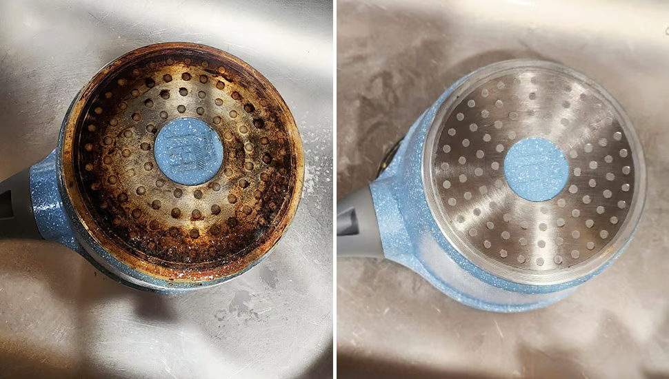 Blue pan base cleaning comparison