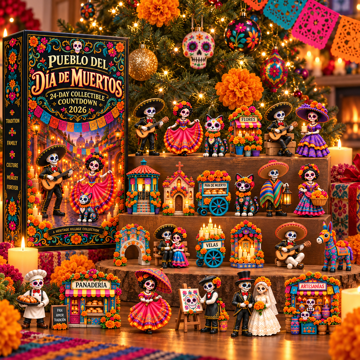 ⏳ Last day to save 60%-Day of the Dead Village 2026 – 24-Day Day of the Dead Collectible Countdown Calendar with 24 Unique Miniatures