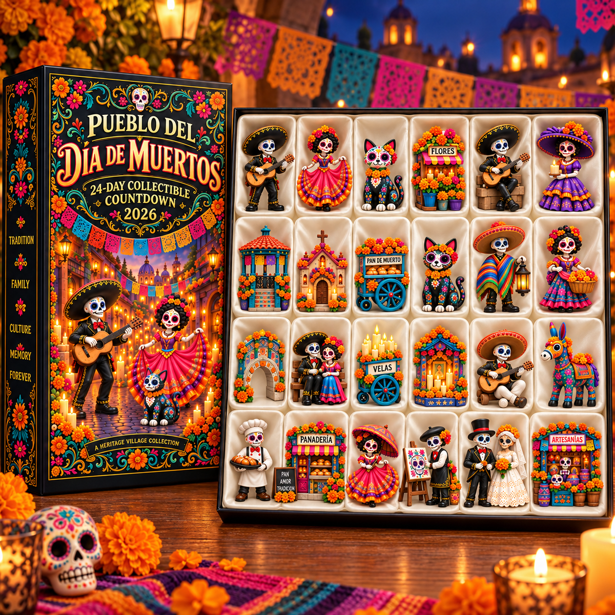 ⏳ Last day to save 60%-Day of the Dead Village 2026 – 24-Day Day of the Dead Collectible Countdown Calendar with 24 Unique Miniatures