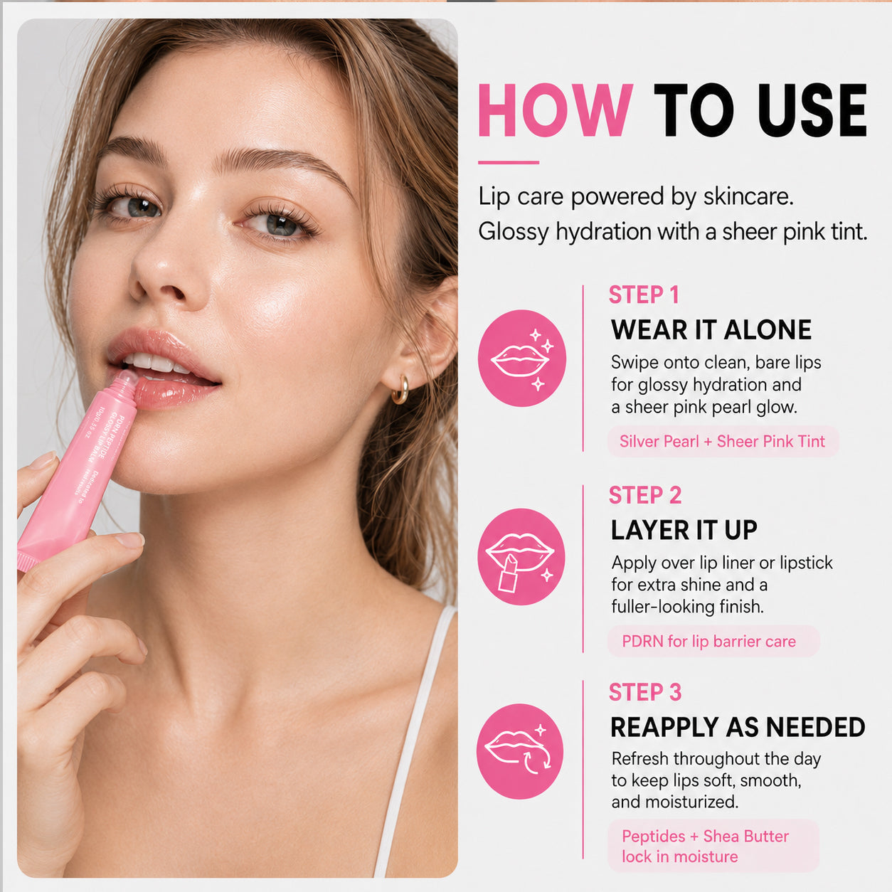 Peptide High-Shine Lip Balm | Hydrating & Plumping Lip Gloss