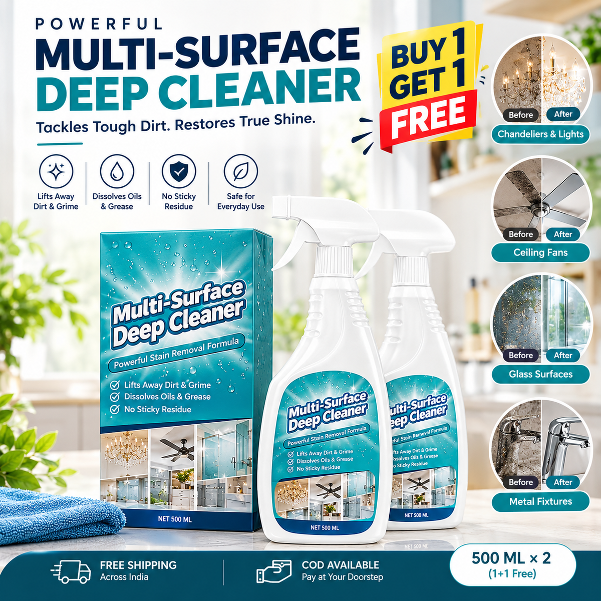 Powerful Multi-Surface Stain Removal Cleaner – Deep Cleaning Spray for Home
