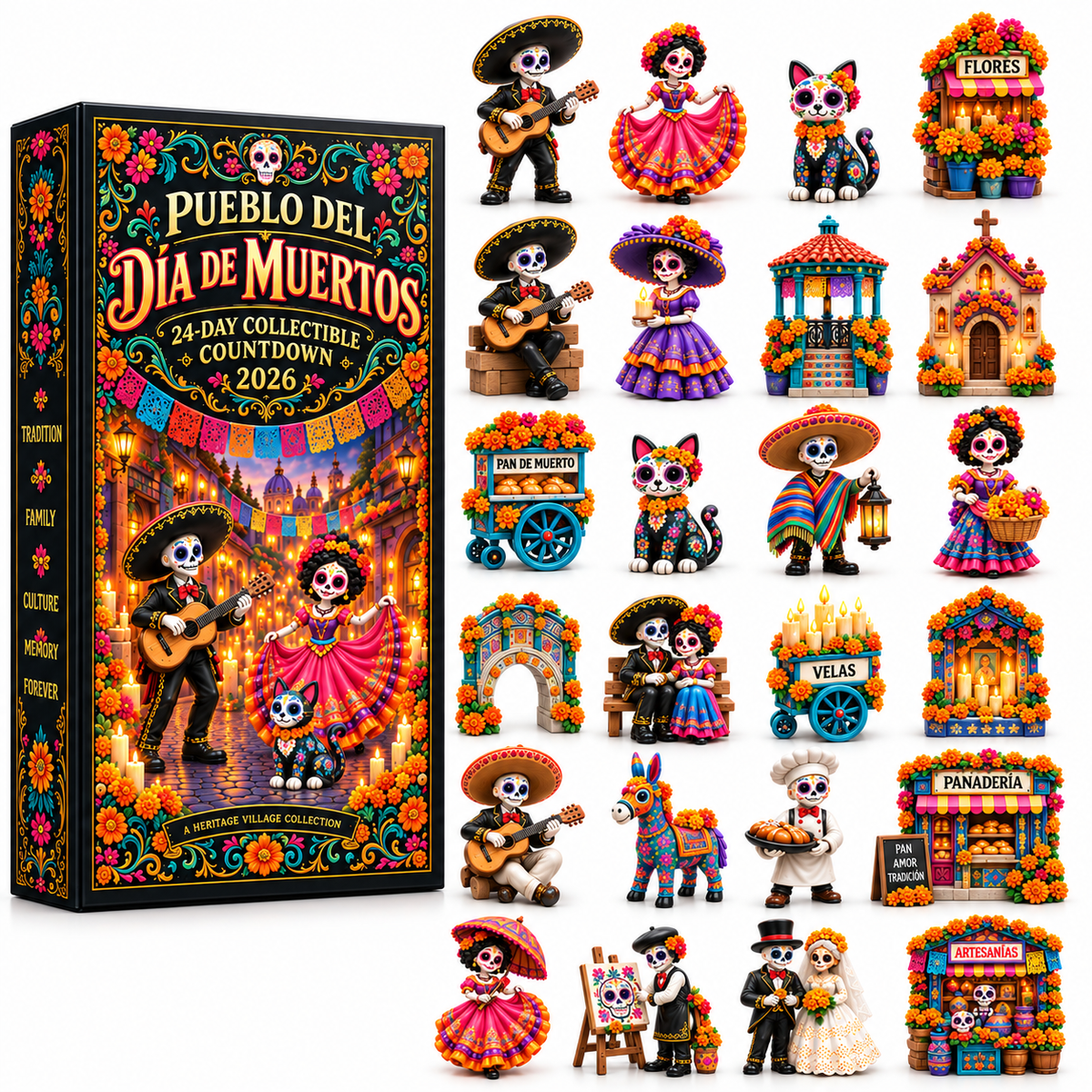 ⏳ Last day to save 60%-Day of the Dead Village 2026 – 24-Day Day of the Dead Collectible Countdown Calendar with 24 Unique Miniatures
