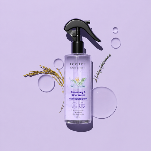 🎉(Free Gift)-LOVILDS Rosemary Water and Rice Water |100% Natural Extract | Soft & Smooth Hair Non-Greasy & Fast Absorbing | 200 ml