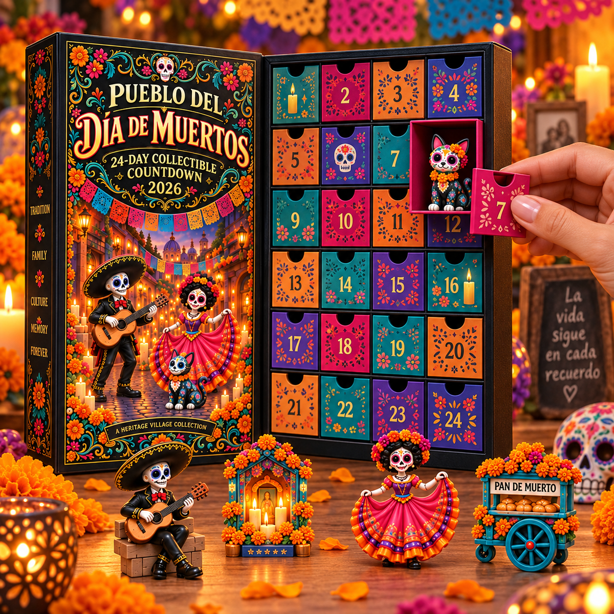 ⏳ Last day to save 60%-Day of the Dead Village 2026 – 24-Day Day of the Dead Collectible Countdown Calendar with 24 Unique Miniatures