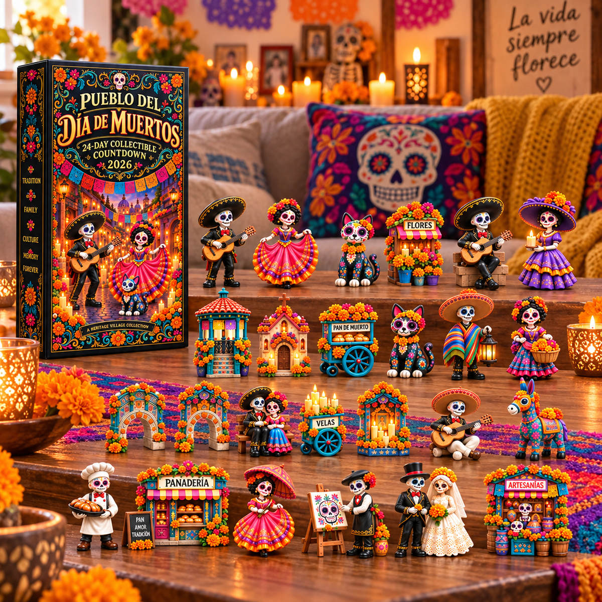 ⏳ Last day to save 60%-Day of the Dead Village 2026 – 24-Day Day of the Dead Collectible Countdown Calendar with 24 Unique Miniatures