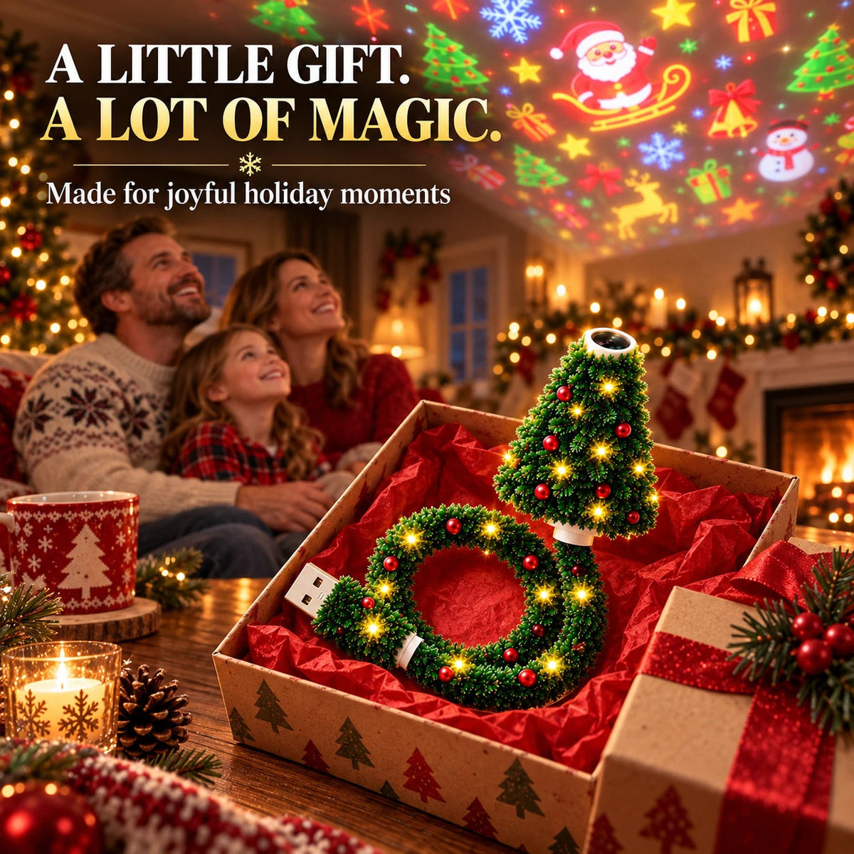 USB Christmas Projection Lamp with 6 Festive Scenes2